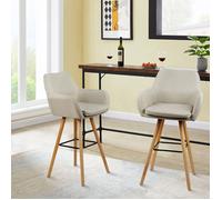 Tabourets de Bar scandinave - VIVOLILV - Lot de 2 - Lin - 45x55x104 cm - Beige - Avec Dossier et accoudoir
