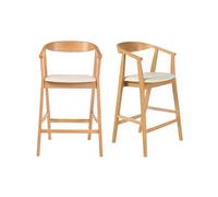Tabourets de bar scandinaves blancs et bois clair H66.5 cm (lot de 2) BAHIA