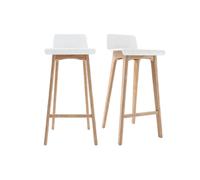 Tabourets de bar scandinaves blancs et bois clair H75 cm (lot de 2) BALTIK