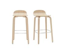 Tabourets de bar scandinaves bois chêne H68 cm (lot de 2) OBRA