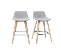 Tabourets de bar scandinaves gris clair et bois H65 cm (lot de 2) NONIE