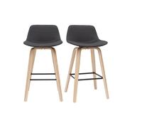 Miliboo - Tabourets de bar scandinaves gris foncé H65 cm (lot de 2) NONIE