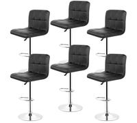 Tabourets de bar - Simili noir - Lot de 6 - L 43 x P 43 cm - Chaise de bar