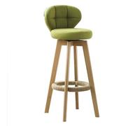 Tabourets de Bar/Tabouret de Bar Pivotant pour Petit Déjeuner de Cuisine, Tabouret de Bar en Bois, Dossier Bas et Repose-Pieds en Coton Gris/Bleu/Vert (65/75cm) Green,Sitting High 65cm