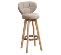 Tabourets de Bar/Tabouret de Bar Pivotant pour Petit Déjeuner de Cuisine, Tabouret de Bar en Bois, Dossier Bas et Repose-Pieds en Coton Gris/Bleu/Vert (65/75cm) Beige,Sitting High 65cm