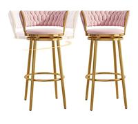 Tabourets de Bar, tabourets de Bar à Hauteur de comptoir avec Dos, ° chaises de Bar pivotantes avec Jambes en métal Repose-Pied, Parfaite pour la Cuisine, l'île, Le pub Le bistrot (rose-2ps, 75