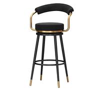 Tabourets de Bar tabourets pivotants tabourets Bistro tabourets Rond tabourets tabourets de Cuisine en Velours Les Jambes métalliques 1 pc Hauteur de siè 65 cm (Noir 75 cm)