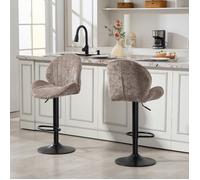Tabourets de bar Tectake 2 pièces forme coquillage dossier réglable repose-pieds cadre acier marron
