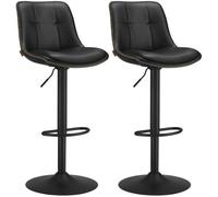 Tabourets de Bar - VASAGLE - Siège Pivotant à Hauteur Réglable - Matelassé - Noir d'encre