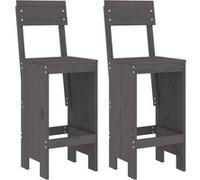 Tabourets de bar 2 pcs gris 40x48,5x115,5 cm bois massif de pin