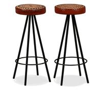 Tabourets de bar - VIDAXL - Cuir véritable - Marron et noir