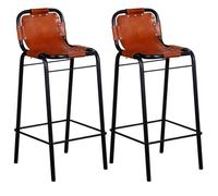 Tabourets de bar - vidaXL - Cuir véritable - Marron - Lot de 2 - Style industriel