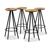vidaXL Tabourets de bar – Bois massif de récupération et acier – Lot de 4