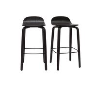 Tabourets de bar vintage bois noir H68 cm (lot de 2) OBRA