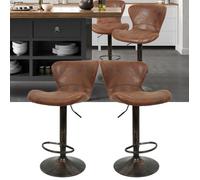 Tabourets de Bar Vintage Marbré Marron - JEOBEST - Lot de 2 - Confortable et Ergonomique - Réglable en Hauteur