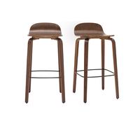 Tabourets de bar vintage noyer H68 cm (lot de 2) OBRA