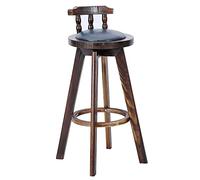 Tabourets de Bar Vintage, tabourets en Cuir en Cuir PU rembourré aux tabourets avec Dos, tabourets Hauts pour îlot de Cuisine, pub Bistro, Restaurant, Jambe en Bois Massif (bleu-1ps, 63 cm)