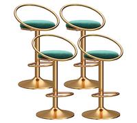 Tabourets de Barre pivotant en Velours Ensemble de 4 dossiers de Bar à comptoir réglable à la Hauteur réglable Confortable pour comptoir, îlot de Cuisine, café, pub (Vert, Jambe d'or)