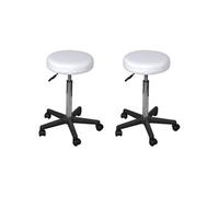 2 Pcs Tabourets De Bureau Blanc 35,5x98 Cm Similicuir Blanc
