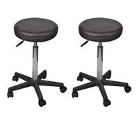vidaXL Tabourets de bureau 277178 pivotants à roulettes similicuir marron 35,5x84 cm - Lot de 2