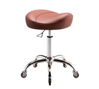 Tabourets de Coiffure Professionnels à roulettes, Hauteur réglable de 40 à 58 cm, pivotants à 360° for Le Travail, Les études, Le Bureau et la Clinique.(Reddish Brown)