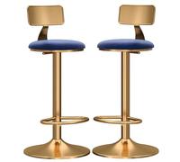 Tabourets de comptoir en jeu de 2 tabourets à manger de petit-tools, chaise de barre de pivot mécanique, dossier bas, repose-pieds en or pour la cuisine, comptoirs à chaises (bleu, 45-60 cm (17.7-23.6