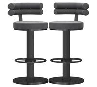 Tabourets de comptoir en Jeu de 2 tabourets de Bar pivotants soulevant des chaises Hautes, des tabourets de comptoir de Cuisine avec en Velours rembourré Repose-Pieds pour Les îles/Maison (Gris,