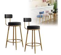 Tabourets de comptoir en Velours en Velours Ensemble de 2, chaises de Bar à Hauteur de comptoir de Bar à Hauteur, tabourets de Bar Haut de siè de 26 Pouces avec dossiers en métal à Dos Or en métal en