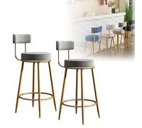 Tabourets de comptoir en Velours en Velours Ensemble de 2, chaises de Bar à Hauteur de comptoir de Bar à Hauteur, tabourets de Bar Haute siè de 26 Pouces avec dossiers en métal en métal Or