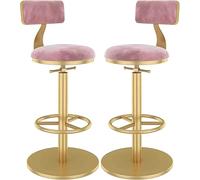 Tabourets de comptoir Ensemble de 2 tabourets de bar chaise de barre de levage réglable, chaises de salle à manger couchées en velours doux avec dossiers amovibles et repose-pieds ronds, tabourets de