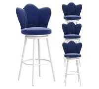 Tabourets de comptoir Ensemble de 4 chaises de Barre de Bar à 360 ° à 360 °, tabourets à Manger de Tabouret de comptoir en Velours Confortable avec Un Dossier de Papillon (Bleu, 65 cm (25,6