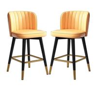 Tabourets de comptoir tabourets de Bar Ensemble de 2, ° Rotation de tabourets de Bar en Rotation PU, Tabouret Haut avec arrière-Plan arrière randonnée en Or, chaises de Restauration de l'îlot de