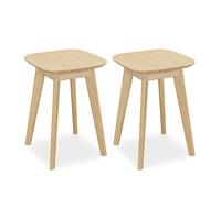 Tabourets de Cuisine Relaxdays, 2 sièges, Bambou, Salle de Bain, Couloir, H x L x P : 45,5 x 33 x 33 cm, naturels.