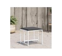 Tabourets de jardin avec coussins 4pcs blanc acier et textilène, siège de jardin, tabouret d'extérieur, siège cube, 4008591