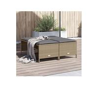 Tabourets de jardin avec coussins lot de 4 beige résine tressée