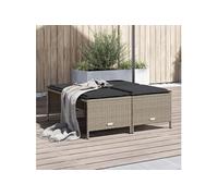 Tabourets de jardin avec coussins lot de 4 gris clair rotin, siège de jardin, sièges d'extérieur, tabouret cube, 368367