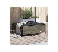 Tabourets de jardin avec coussins lot de 4 gris résine tressée, siège de jardin, sièges d'extérieur, tabouret cube, 368364