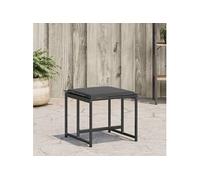 Tabourets de jardin avec coussins lot de 4 noir acier/textilène, siège de jardin, tabouret d'extérieur, siège cube, 4008585