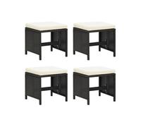 Tabourets de jardin avec coussins lot de 4 noir résine tressée