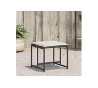 Tabourets de jardin avec coussins lot de 4 noir résine tressée, siège de jardin, sièges d'extérieur, tabouret cube, 4008576