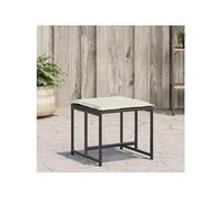 Tabourets de jardin avec coussins lot de 4 noir résine tressée, siège de jardin, sièges d'extérieur, tabouret cube, 4008582