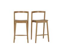 Tabourets de jardin empilables en bois teck massif H70 cm (lot de 2) OMBAK