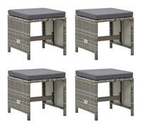 vidaXL Tabourets de jardin 4 pcs avec coussins Résine tressée Gris 316750