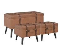 Tabourets De Rangement 3 Pcs Marron Similicuir Marron