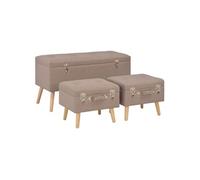 Lot de 3 Tabourets de Rangement Bout de Lit Repose-Pied Gris Foncé Tissu vidaXL
