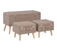 Tabourets de rangement lot de 3 Marron Tissu