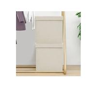 Tabourets de rangement pliables 2 pcs Blanc crème Faux lin,