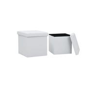Tabourets de rangement pliables lot de 2 blanc similicuir