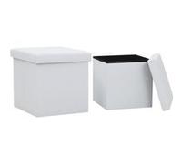 Tabourets de rangement pliables lot de 2 blanc similicuir Blanc G