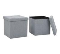 Tabourets de rangement pliables lot de 2 gris clair Faux lin gris clair G